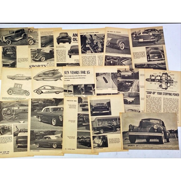 Ephemera 17 Cut Out Pages pictures articles from Custom Rodder February 1962 Vtg - Picture 1 of 2